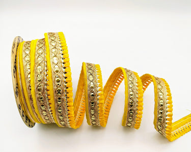Yellow Tassels Trim, Gold Fringe Trim, Beaded Trim, Tassels Trim, Sari Trim, Sari Lace, Decorative Trim, Fringing Tape Trim By 3 Yards